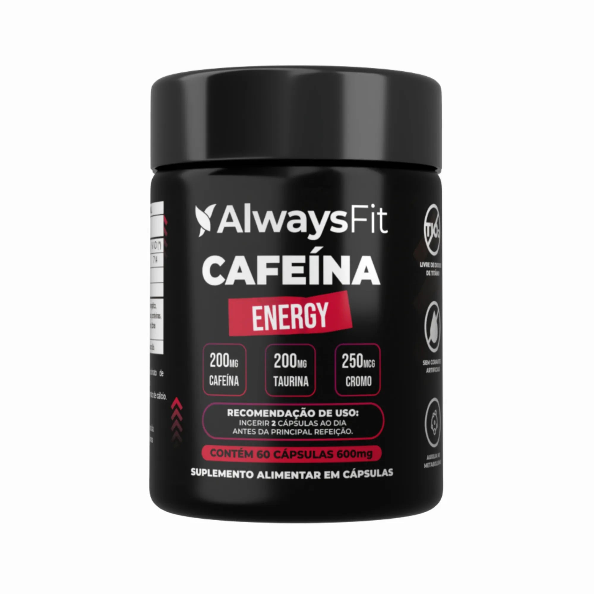 Cafeína Energy - Cafeína 200mg, Taurina e Cromo - 60 Cápsulas
