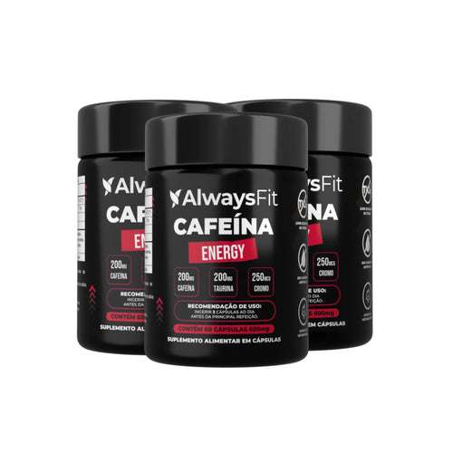 Cafeína Energy - Cafeína 200mg, Taurina e Cromo - 60 Cápsulas