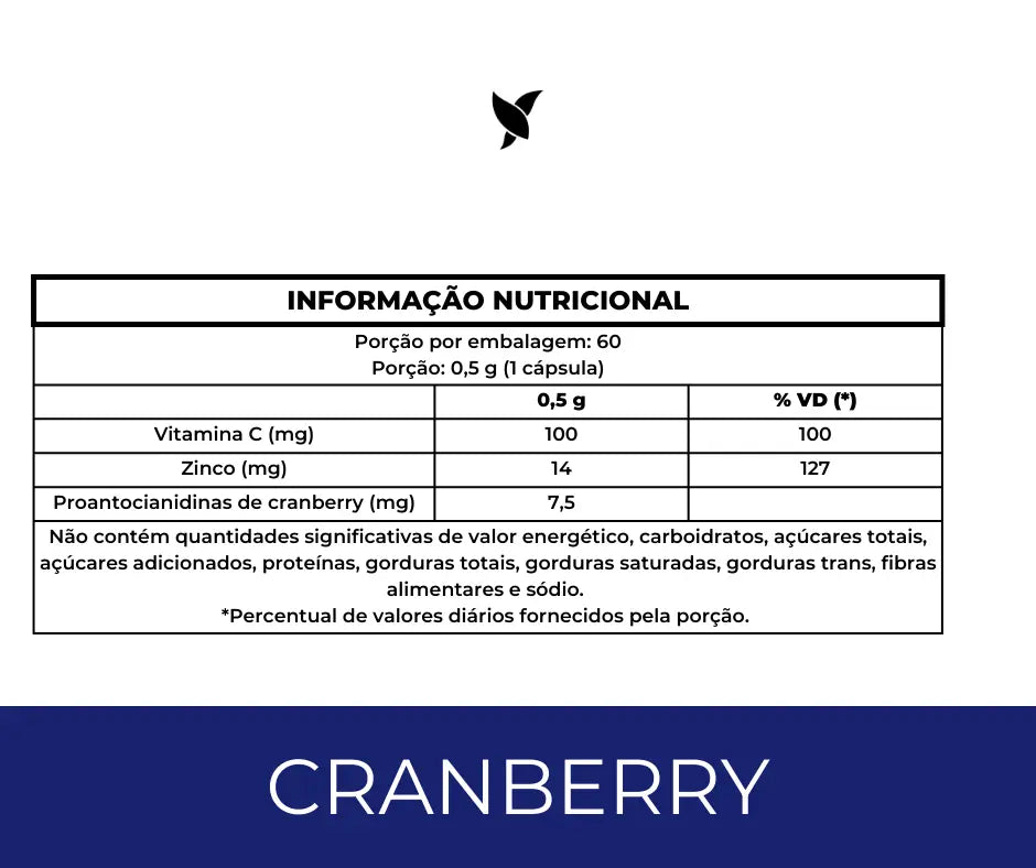 Cranberry com Vit. C e Zinco em Cápsulas - 60 Cápsulas